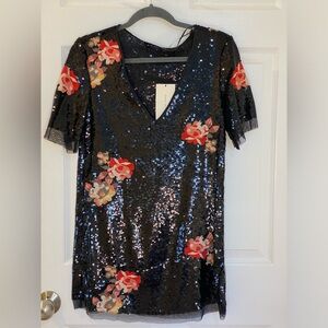 Zara black sequin dress NWT